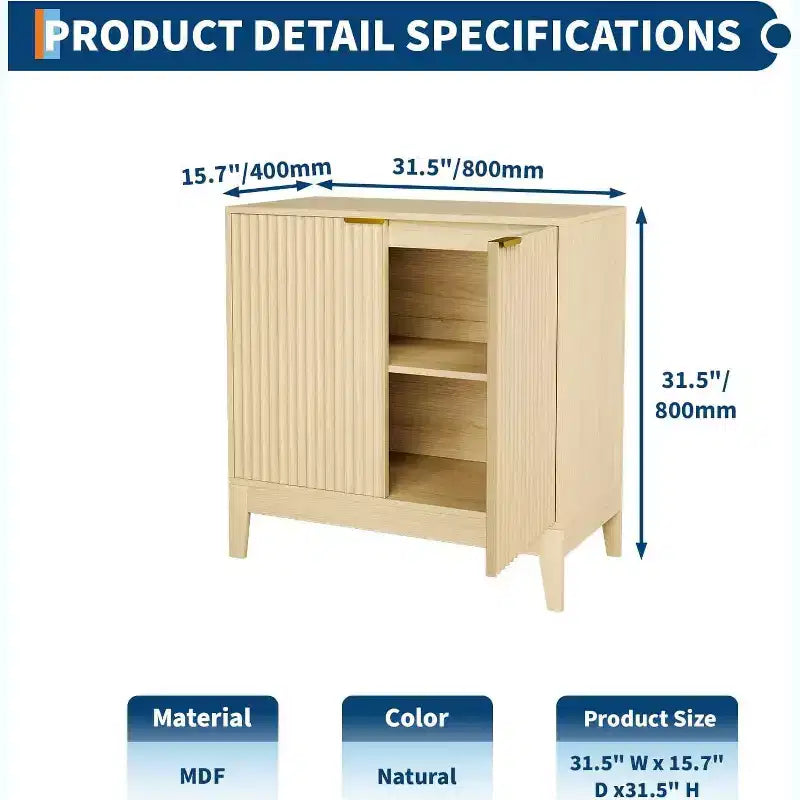 31.5 Storage Cabinet, Modern Entryway Accent Cabinet with 2 Doors, Buffet Sideboard Console Table Credenza for Living Room, Kitchen, Entryway