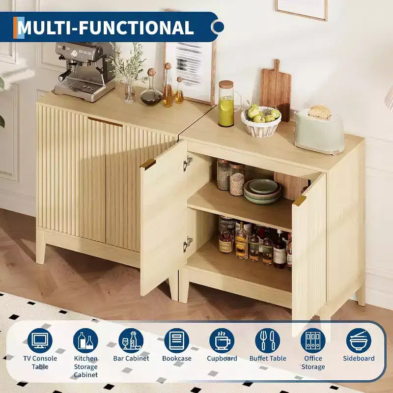 31.5 Storage Cabinet, Modern Entryway Accent Cabinet with 2 Doors, Buffet Sideboard Console Table Credenza for Living Room, Kitchen, Entryway