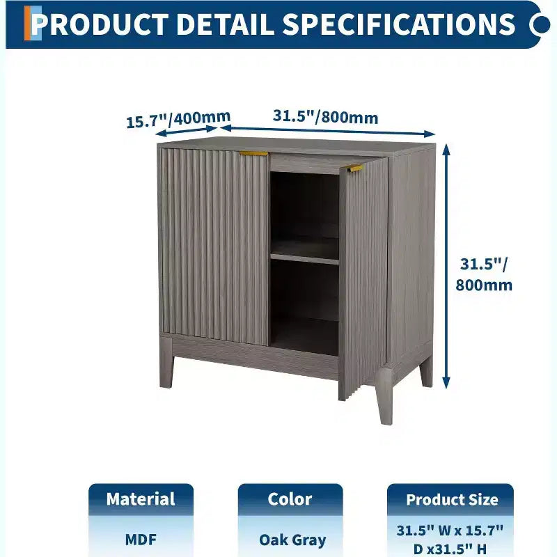 31.5 Storage Cabinet, Modern Entryway Accent Cabinet with 2 Doors, Buffet Sideboard Console Table Credenza for Living Room, Kitchen, Entryway