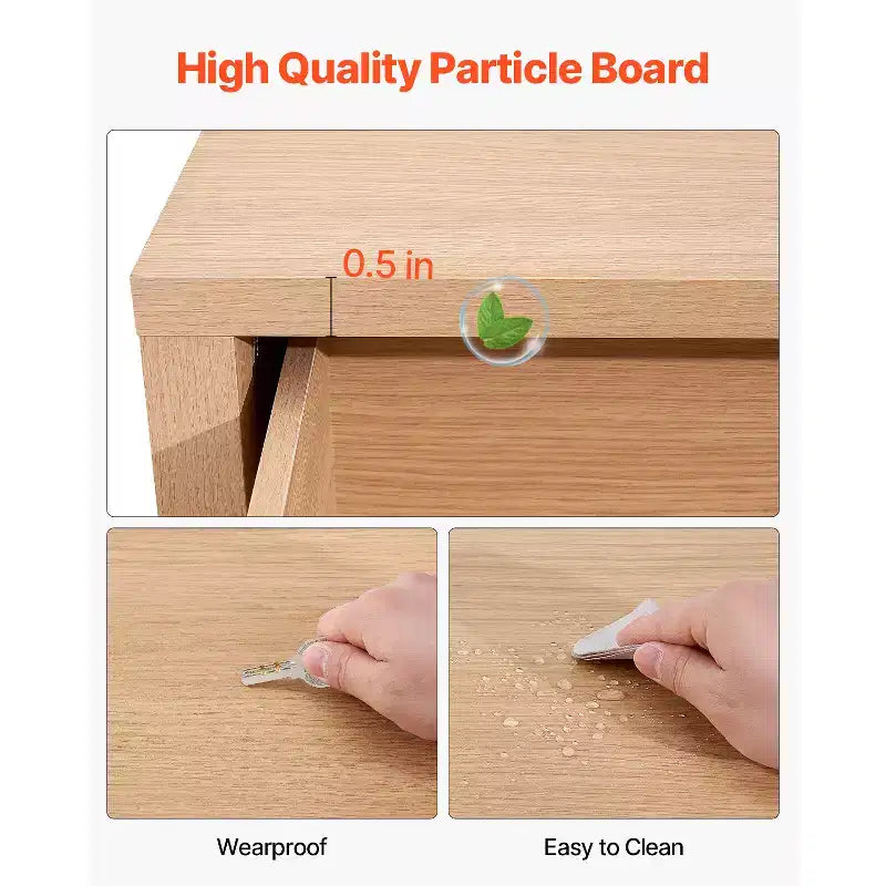 VEVOR 6 Fluted Drawer Dresser, Wooden Chest of Drawers with Sliding & Anti-tip Device, Modern Minimalist Dresser Chest, Beige