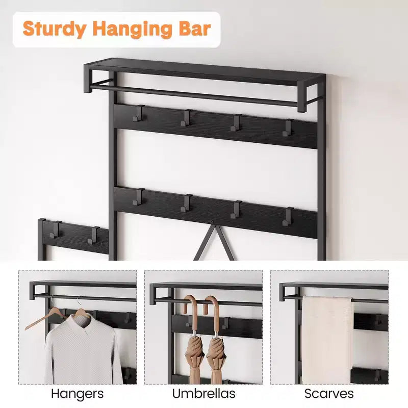 GustoWave Hall Tree with Bench and Shoe Storage Parent-Child Coat Rack Shoe Bench Coat Tree Entryway Organizer with Shoe Rack, Storage Cubbies, Hooks