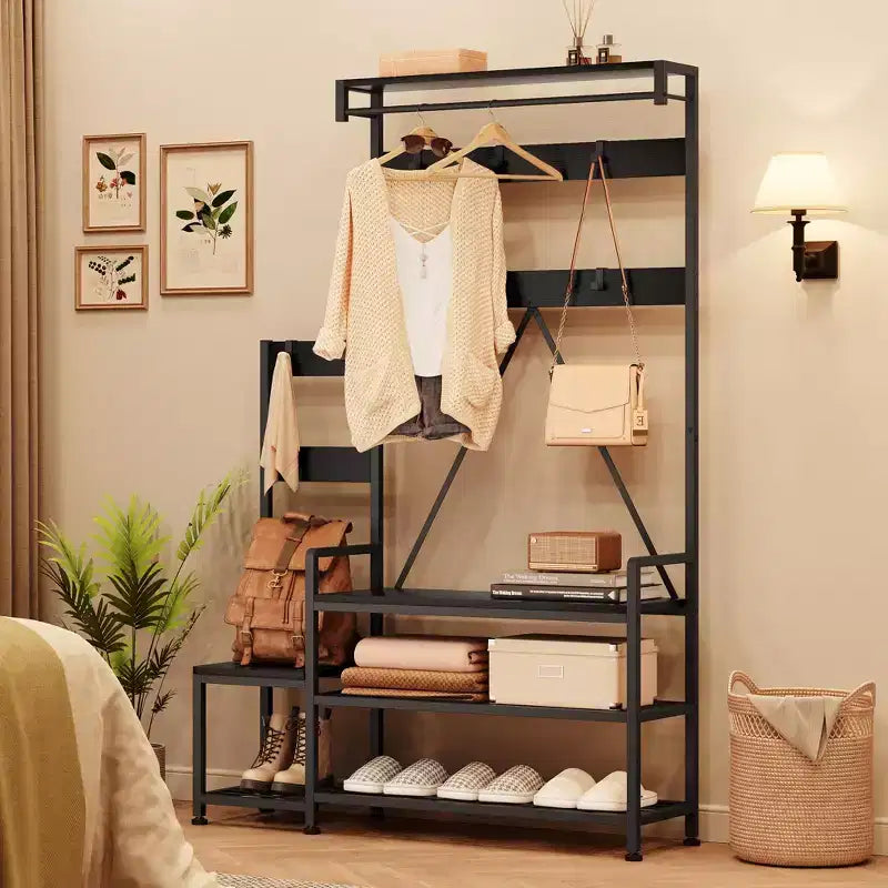 GustoWave Hall Tree with Bench and Shoe Storage Parent-Child Coat Rack Shoe Bench Coat Tree Entryway Organizer with Shoe Rack, Storage Cubbies, Hooks