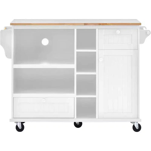 Acekool 50.8 Kitchen Island Cart with Locking Wheels, Storage Drawer & Spice Rack - Mobile Workstation with Towel Bar