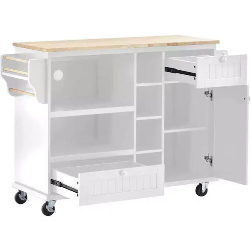 Chariot de cuisine  50,8 cm avec roulettes verrouillables, tiroir de rangement et étagère à épices - Poste de travail mobile avec barre porte-serviettes