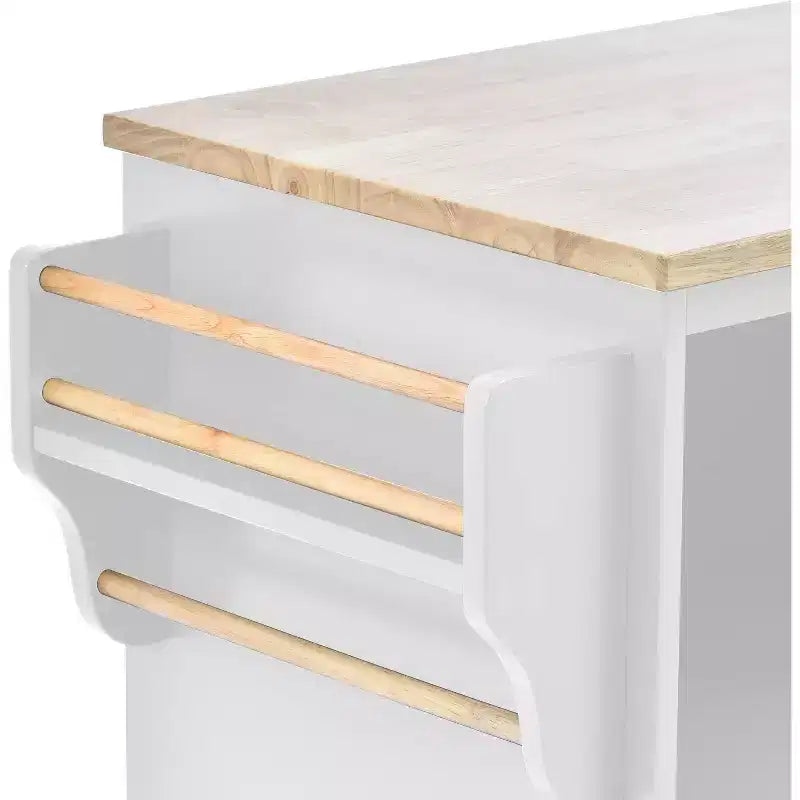Acekool 50.8 Kitchen Island Cart with Locking Wheels, Storage Drawer & Spice Rack - Mobile Workstation with Towel Bar