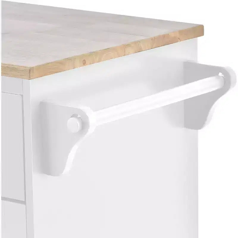 Acekool 50.8 Kitchen Island Cart with Locking Wheels, Storage Drawer & Spice Rack - Mobile Workstation with Towel Bar