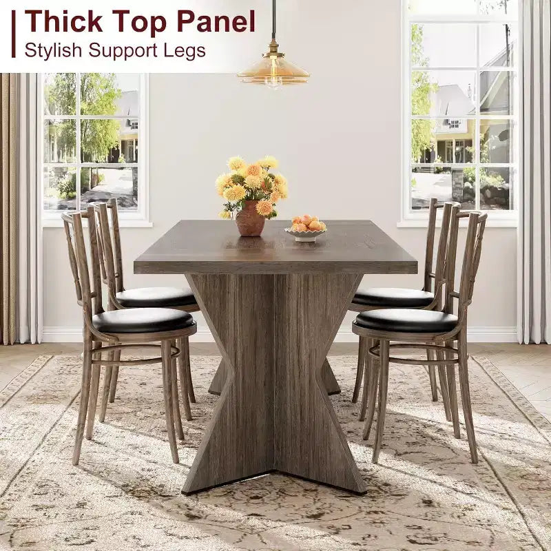 70.9 Farmhouse Dining Table - Seats 6 with Sturdy V-Legs for Kitchen & Dining Room