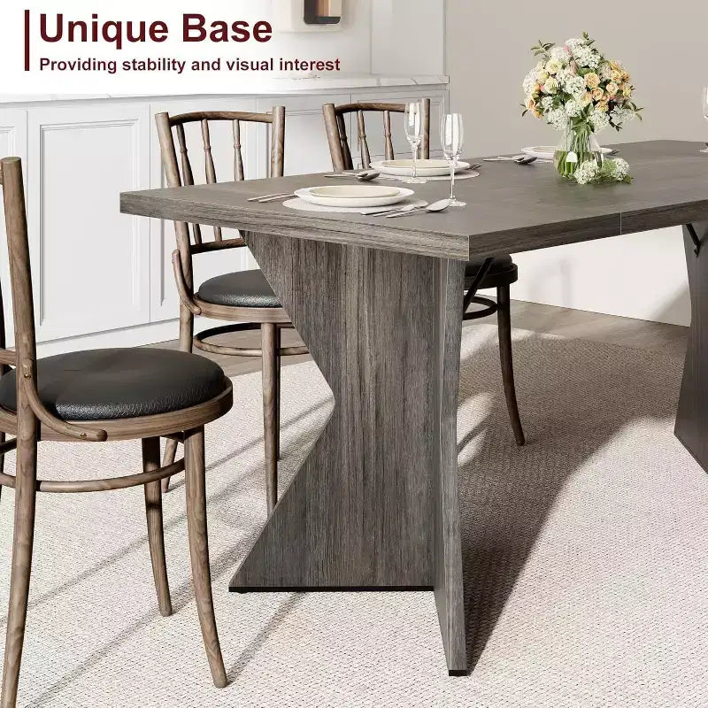 70.9 Farmhouse Dining Table - Seats 6 with Sturdy V-Legs for Kitchen & Dining Room