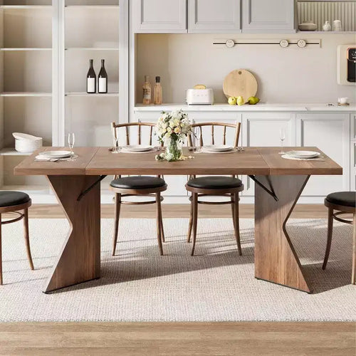Table de salle à manger de ferme de 70,9 po – 6 places avec pieds robustes en V pour cuisine et salle à manger