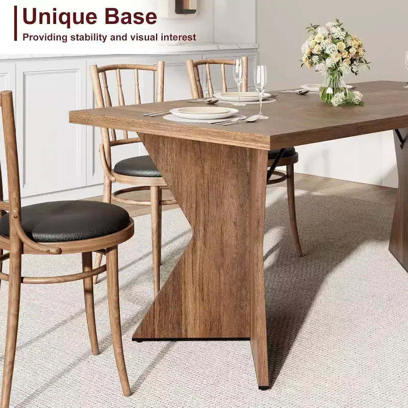 70.9 Farmhouse Dining Table - Seats 6 with Sturdy V-Legs for Kitchen & Dining Room