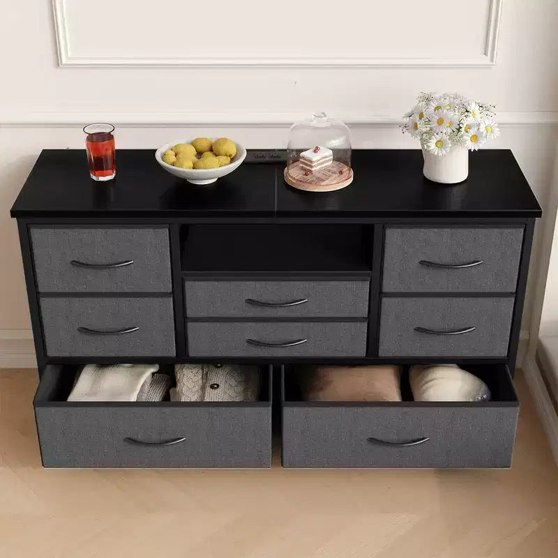 COZONY 8-Drawer TV Stand Dresser 47 Wide - Spacious Storage Chest with Power Outlets for Bedroom, Living Room & Entryway