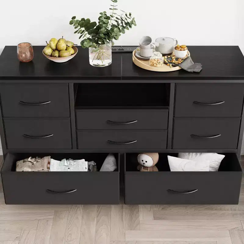 COZONY 8-Drawer TV Stand Dresser 47 Wide - Spacious Storage Chest with Power Outlets for Bedroom, Living Room & Entryway