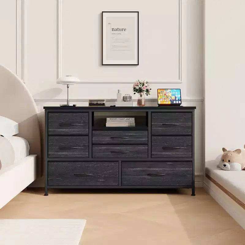 COZONY 8-Drawer TV Stand Dresser 47 Wide - Spacious Storage Chest with Power Outlets for Bedroom, Living Room & Entryway