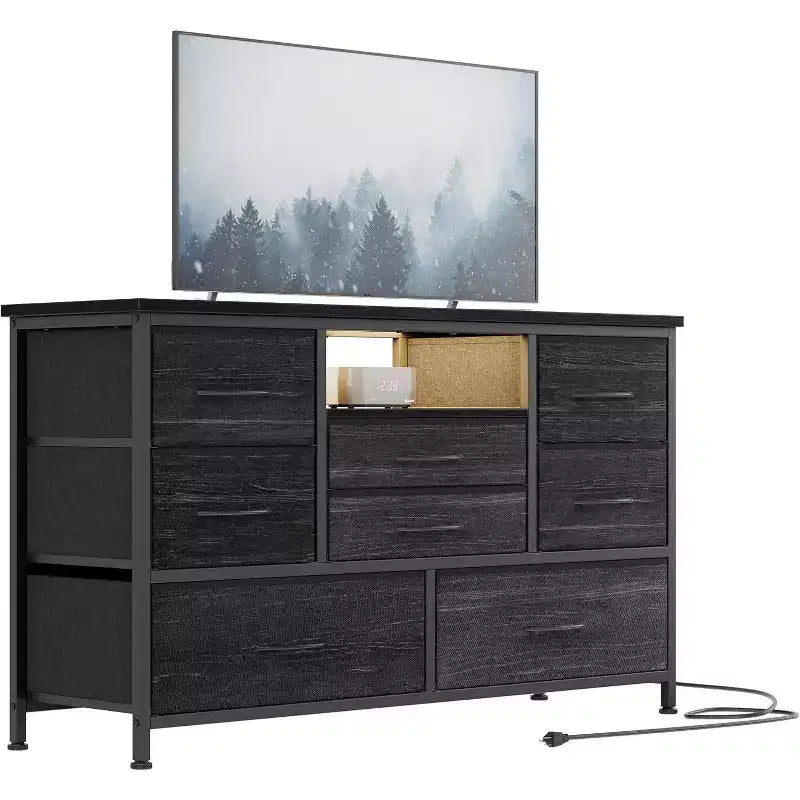 COZONY 8-Drawer TV Stand Dresser 47 Wide - Spacious Storage Chest with Power Outlets for Bedroom, Living Room & Entryway