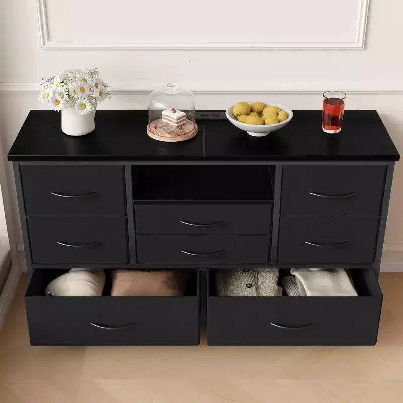COZONY 8-Drawer TV Stand Dresser 47 Wide - Spacious Storage Chest with Power Outlets for Bedroom, Living Room & Entryway