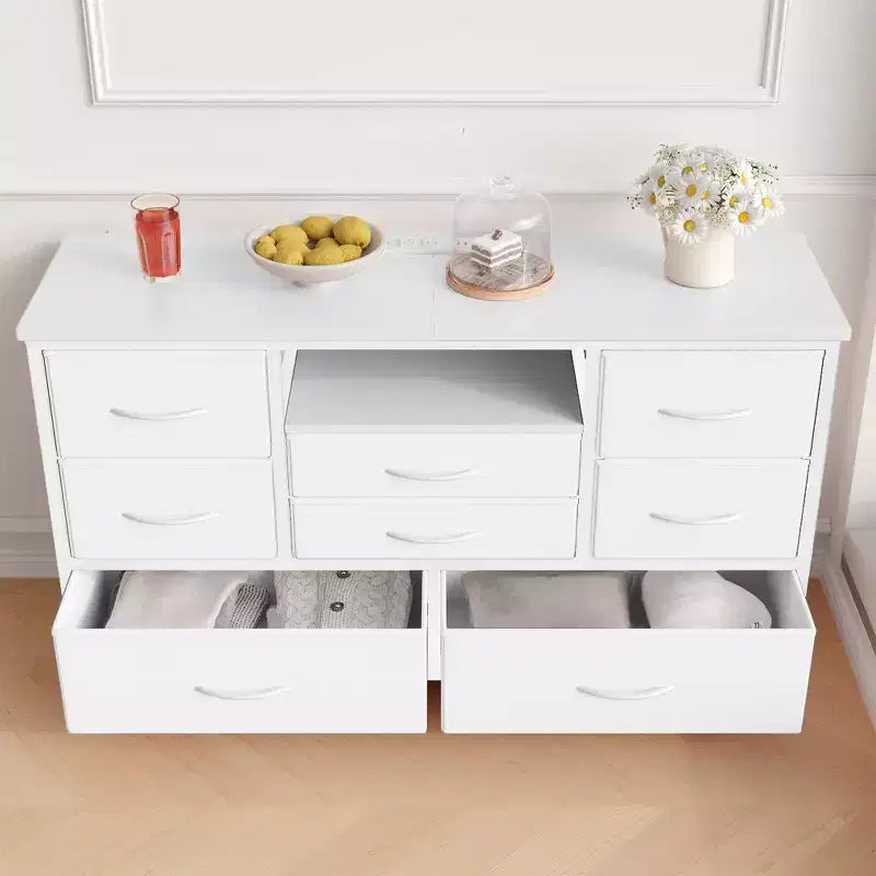 COZONY 8-Drawer TV Stand Dresser 47 Wide - Spacious Storage Chest with Power Outlets for Bedroom, Living Room & Entryway