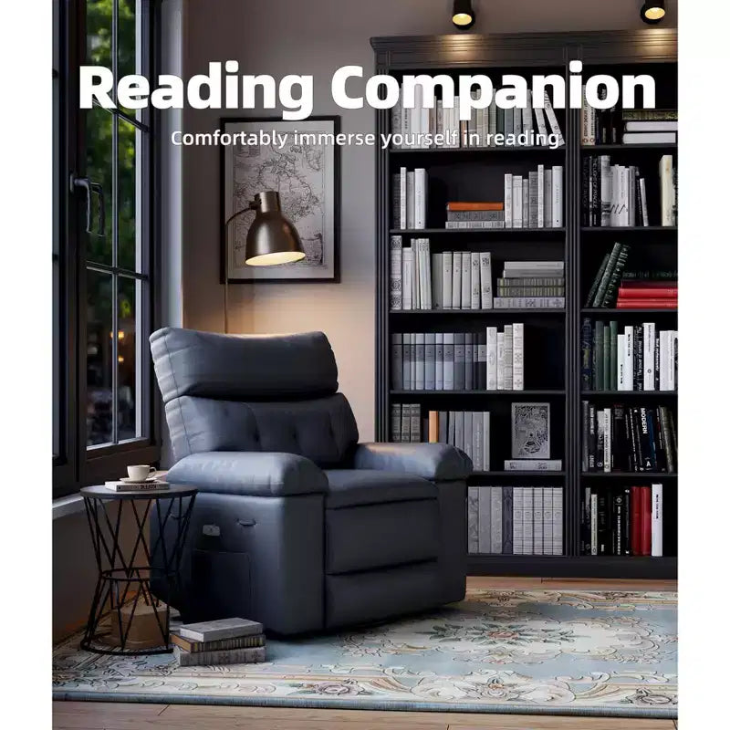 Oversized Rocker Swivel Recliner Chair, Faux PU Leather Manual Recliner with Comfort Arm and Back, Single Sofa Seat for Living Room, Bedroom