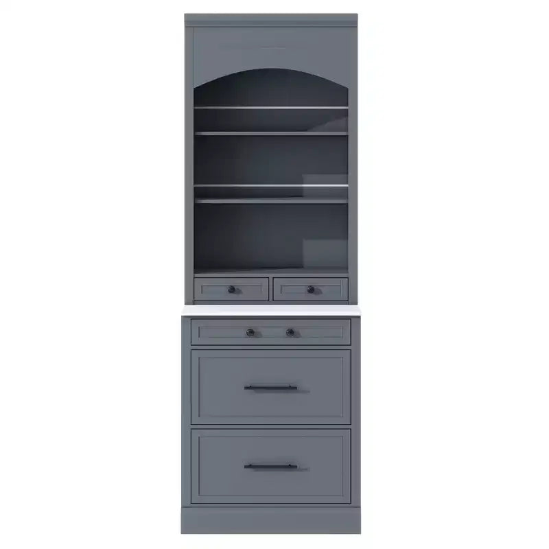 Freestanding Kitchen Pantry Storage Cabinet with Drawers and Shelves, Tall Kitchen Hutch with Faux Marble Top