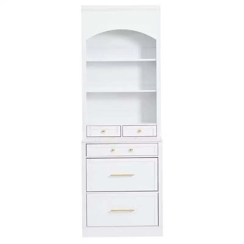 Freestanding Kitchen Pantry Storage Cabinet with Drawers and Shelves, Tall Kitchen Hutch with Faux Marble Top