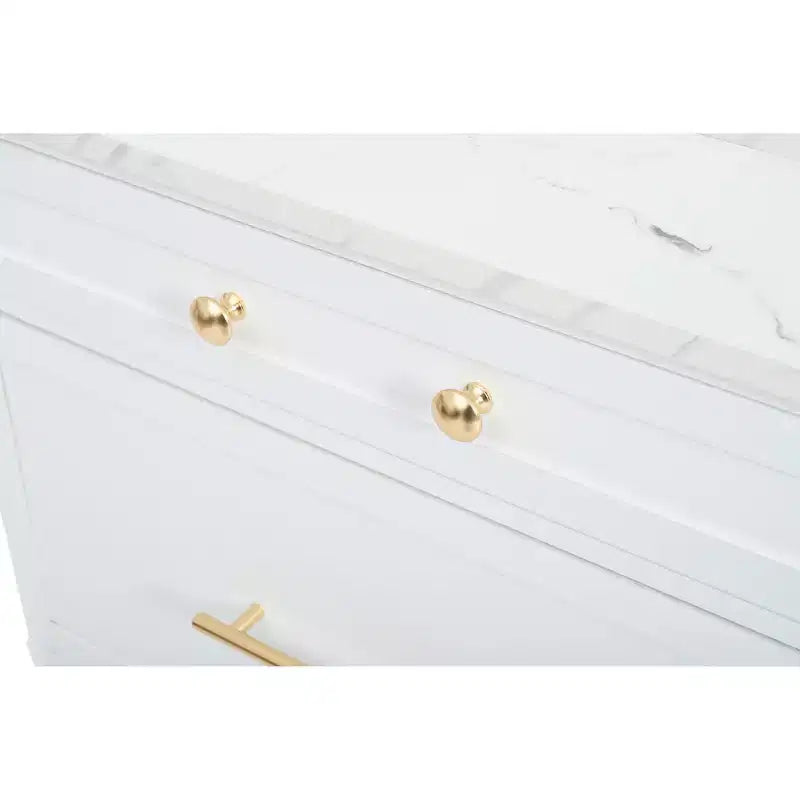 Freestanding Kitchen Pantry Storage Cabinet with Drawers and Shelves, Tall Kitchen Hutch with Faux Marble Top
