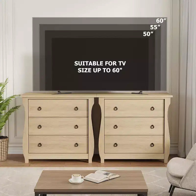 3-Drawer Dresser - Tall Boho Dresser with Curved Legs, Rattan Accents, and Freestanding Storage for Living Room, Bedroom, Entryway, or Balcony