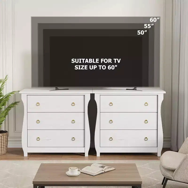 3-Drawer Dresser - Tall Boho Dresser with Curved Legs, Rattan Accents, and Freestanding Storage for Living Room, Bedroom, Entryway, or Balcony