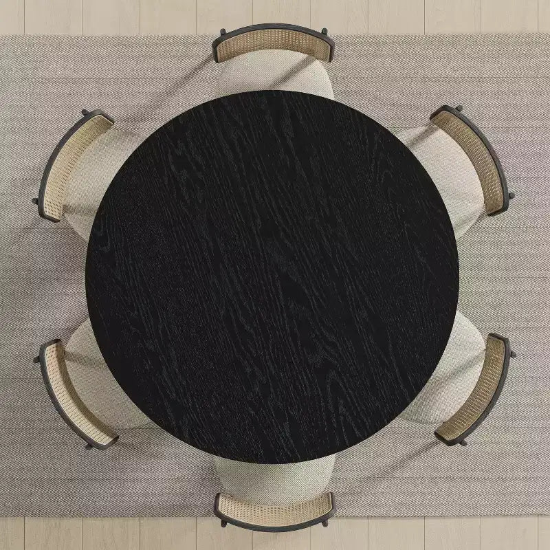 PexFix 52 x 52 Black Solid Wood Farmhouse Dining Table Round Wood Top for Modern Dining Rooms & Family Gatherings