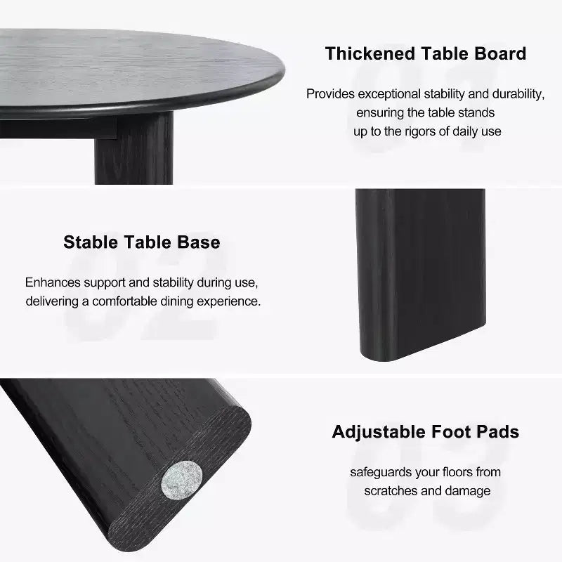 PexFix 52 x 52 Black Solid Wood Farmhouse Dining Table Round Wood Top for Modern Dining Rooms & Family Gatherings