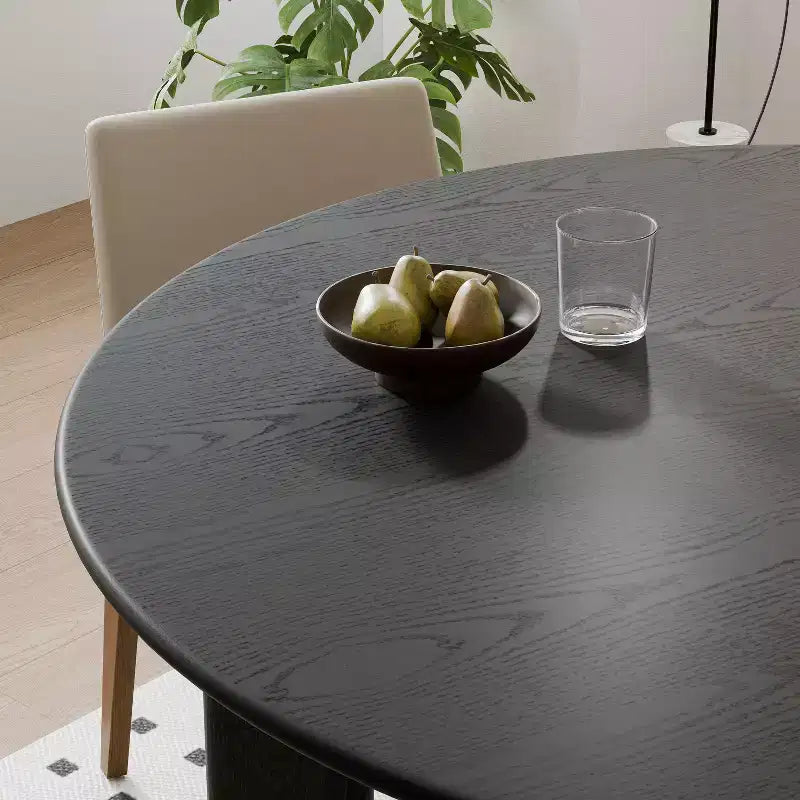 PexFix 52 x 52 Black Solid Wood Farmhouse Dining Table Round Wood Top for Modern Dining Rooms & Family Gatherings