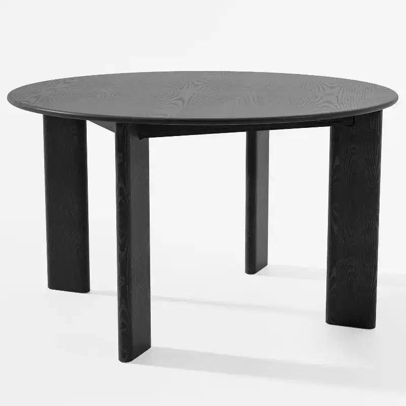 PexFix 52 x 52 Black Solid Wood Farmhouse Dining Table Round Wood Top for Modern Dining Rooms & Family Gatherings
