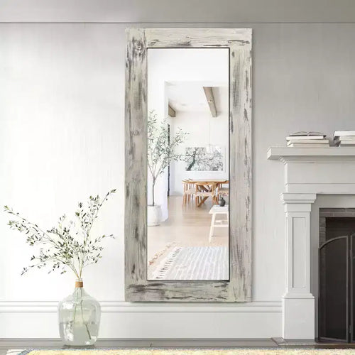 58x24 inch Solid Wood Right Angled Rectangular White Full-length Mirror (without Bracket)