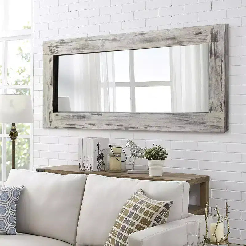 58x24 inch Solid Wood Right Angled Rectangular White Full-length Mirror (without Bracket)