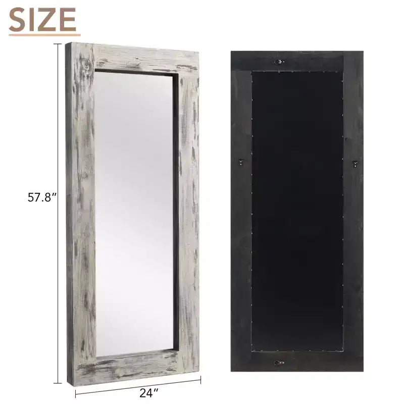 58x24 inch Solid Wood Right Angled Rectangular White Full-length Mirror (without Bracket)
