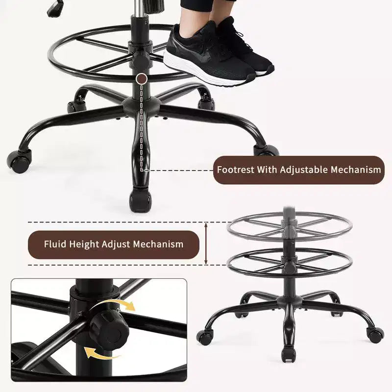 Karl Home | PU Tall Office Chair Drafting Chair With Adjustable Footrest Ring