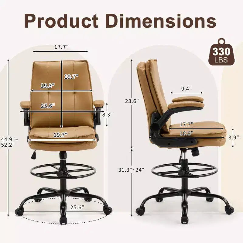Karl Home | PU Tall Office Chair Drafting Chair With Adjustable Footrest Ring