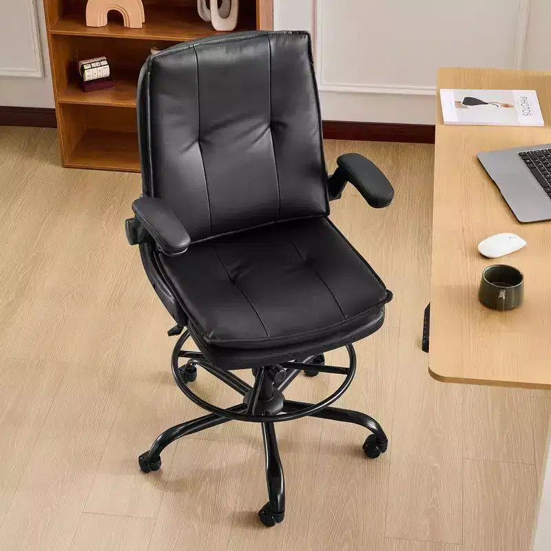 Karl Home | PU Tall Office Chair Drafting Chair With Adjustable Footrest Ring