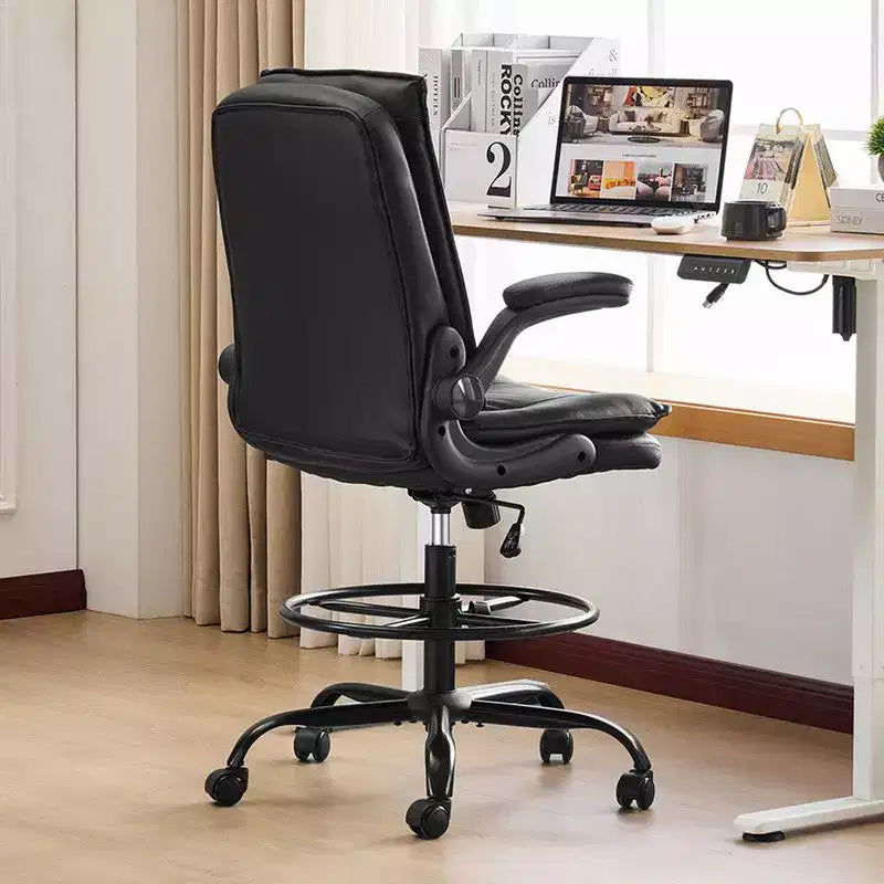 Karl Home | PU Tall Office Chair Drafting Chair With Adjustable Footrest Ring