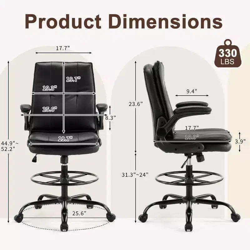 Karl Home | PU Tall Office Chair Drafting Chair With Adjustable Footrest Ring