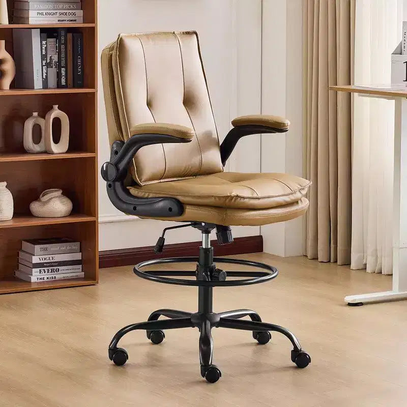 Karl Home | PU Tall Office Chair Drafting Chair With Adjustable Footrest Ring