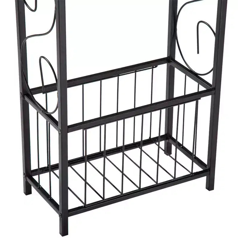 Disassembled and Assembled Dark Coffee-colored Density Board Tabletop, Black Powder-coated Iron Frame, Rectangular Side Table