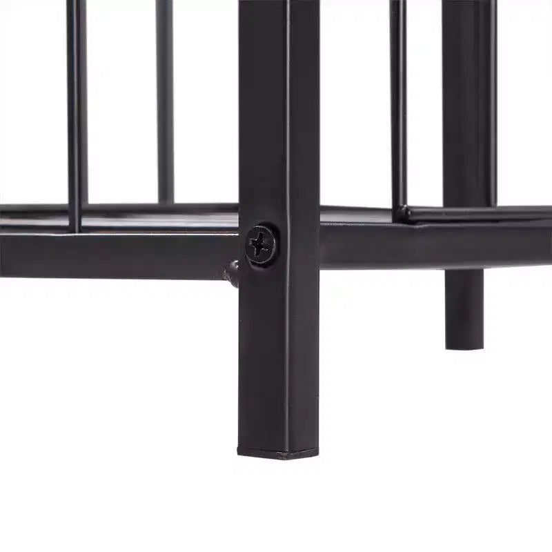 Disassembled and Assembled Dark Coffee-colored Density Board Tabletop, Black Powder-coated Iron Frame, Rectangular Side Table