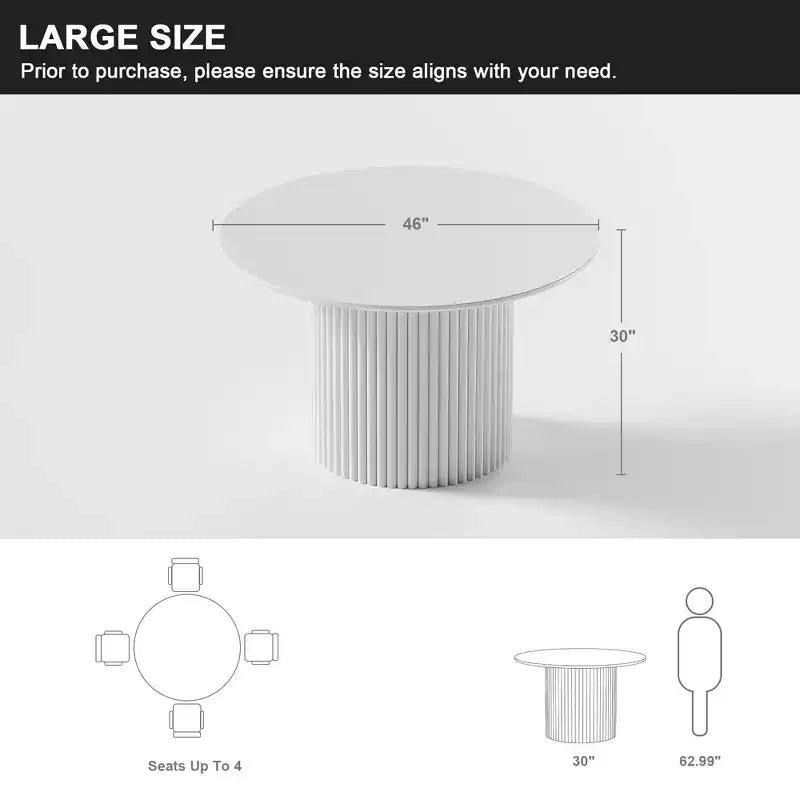 PexFix 46 inch Wood Round Dining Table Circle Kitchen Table with Wood Strip Base Modern Farmhouse Dinner Tables for Kitchen Living Room Black