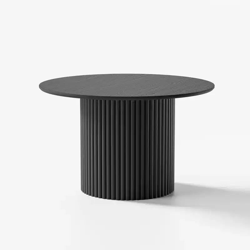 PexFix 46 inch Wood Round Dining Table Circle Kitchen Table with Wood Strip Base Modern Farmhouse Dinner Tables for Kitchen Living Room Black