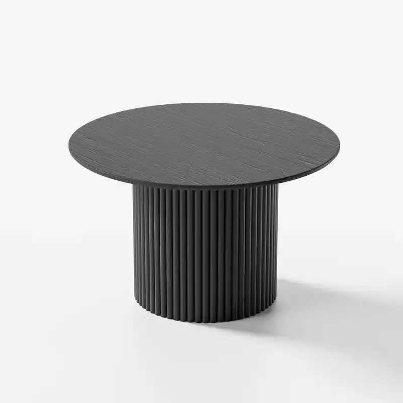 PexFix 46 inch Wood Round Dining Table Circle Kitchen Table with Wood Strip Base Modern Farmhouse Dinner Tables for Kitchen Living Room Black