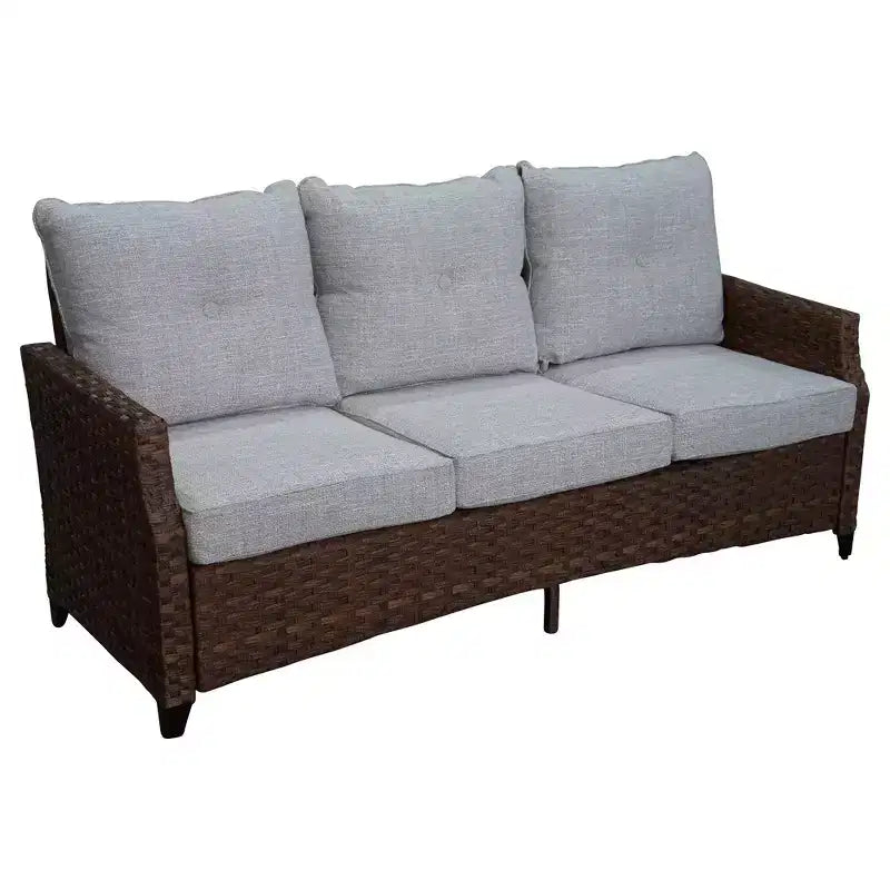 Courtyard Casual Costa Mesa Ensemble canapé et table basse 5 pièces - Marron Un canapé, deux fauteuils club, une table d'appoint et une table basse