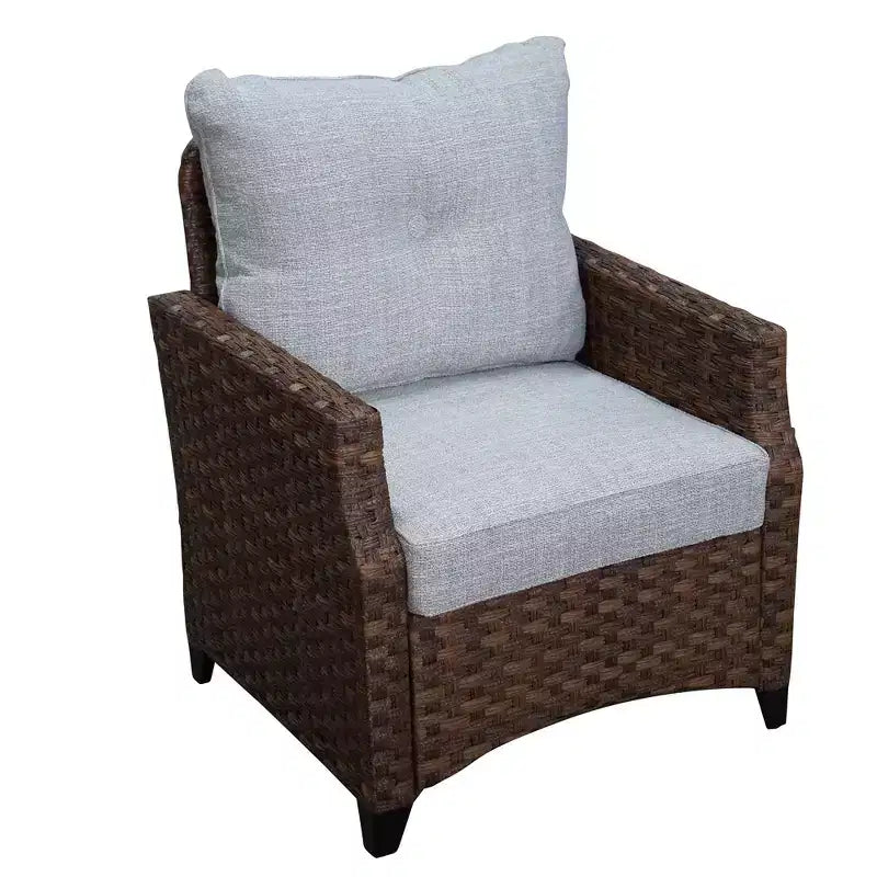 Courtyard Casual Costa Mesa Ensemble canapé et table basse 5 pièces - Marron Un canapé, deux fauteuils club, une table d'appoint et une table basse