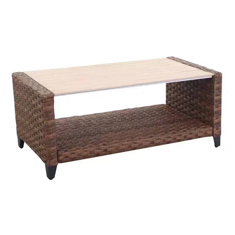 Courtyard Casual Costa Mesa Ensemble canapé et table basse 5 pièces - Marron Un canapé, deux fauteuils club, une table d'appoint et une table basse