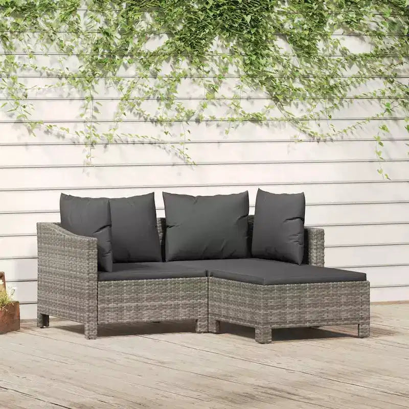 vidaXL Salon de jardin gris en résine tressée avec chaises et modèles multiples