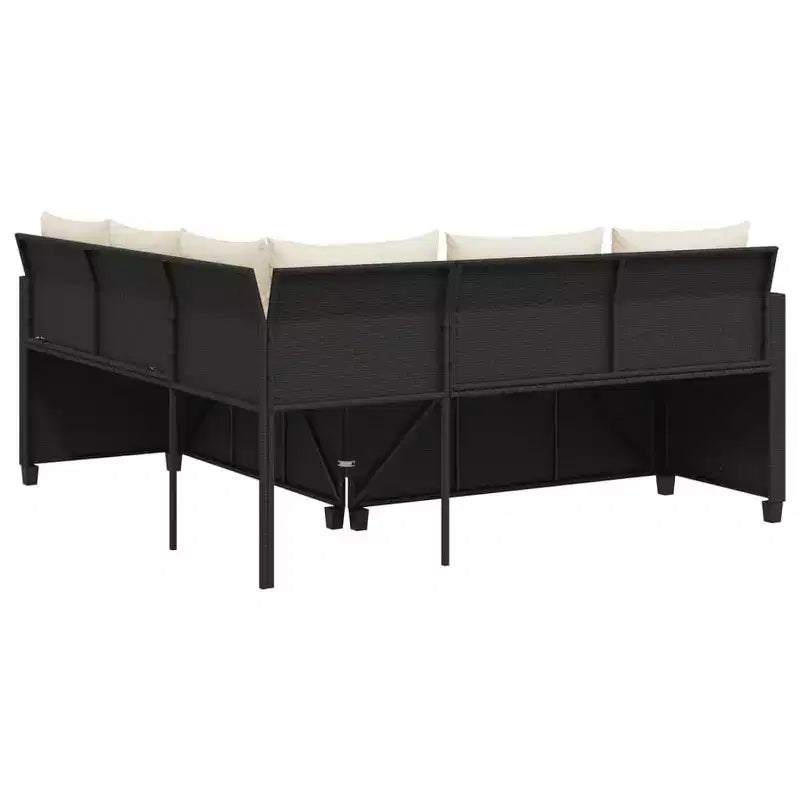 vidaXL Canapé de jardin noir Résine tressée, acier revêtu par poudre, bois d'acacia massif