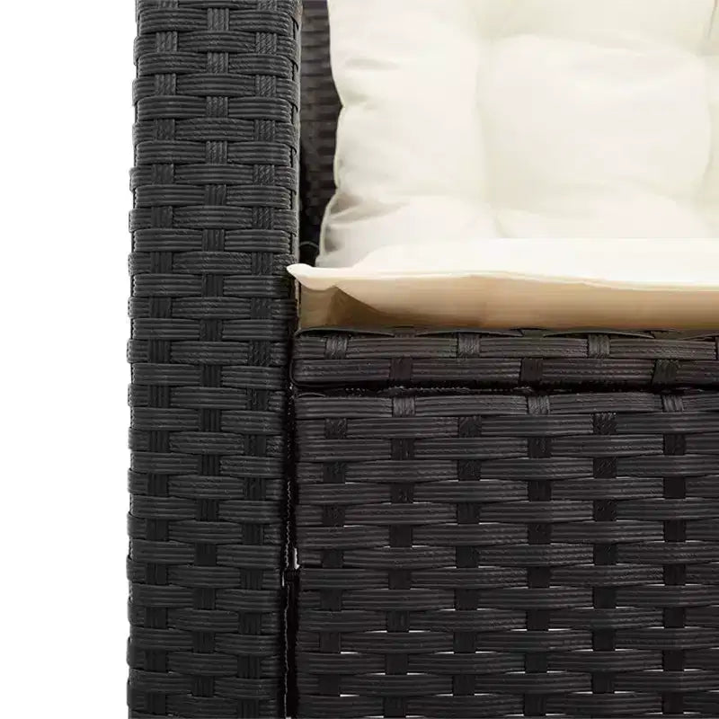vidaXL Canapé de jardin noir Résine tressée, acier revêtu par poudre, bois d'acacia massif